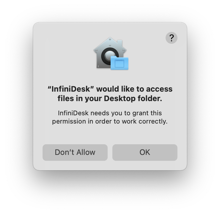 Access files in Desktop folder prompt