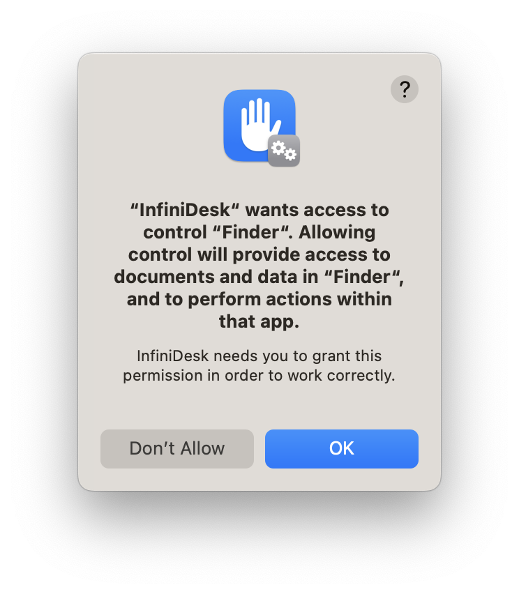Control Finder prompt